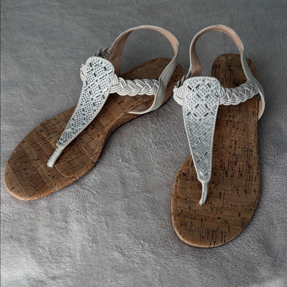 Bandolino White Braided Sandals